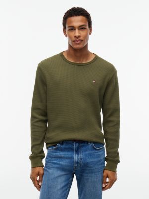 Long-Sleeve Waffle-Knit T-Shirt, Huntsman Green