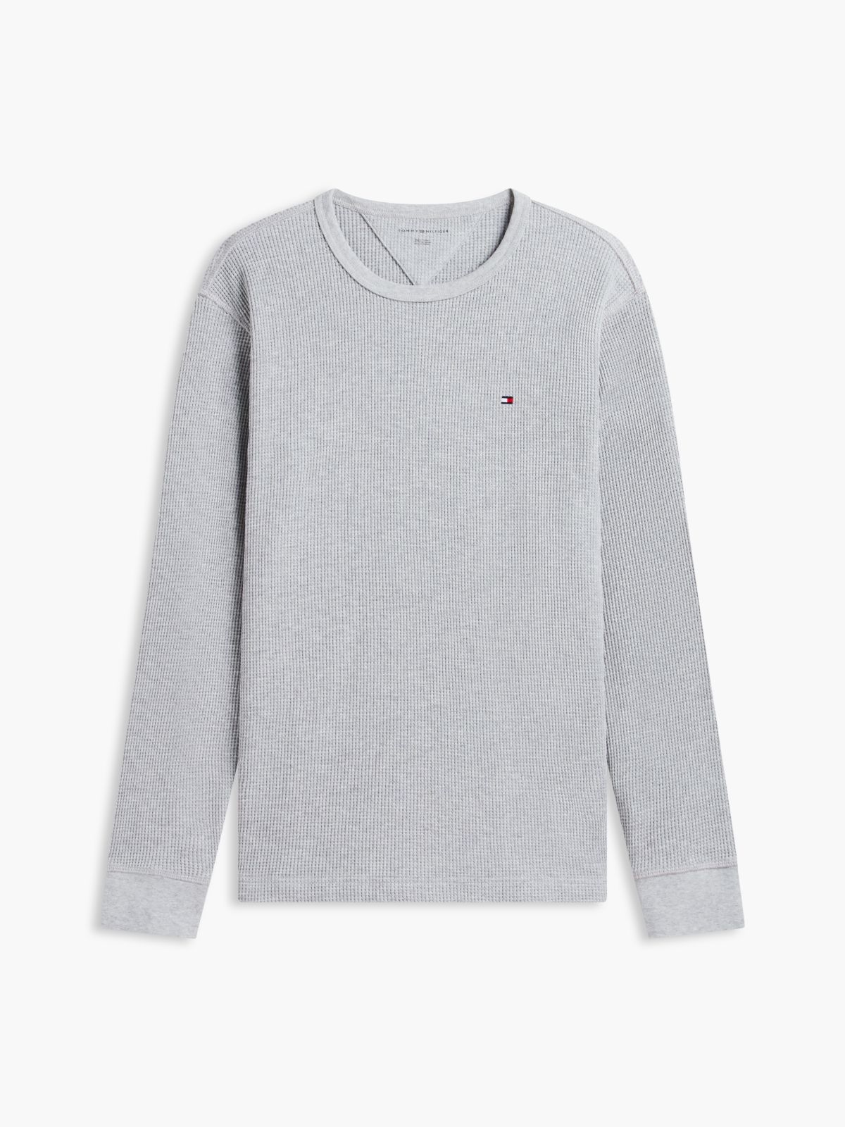 Long-Sleeve Waffle-Knit T-Shirt — Grey