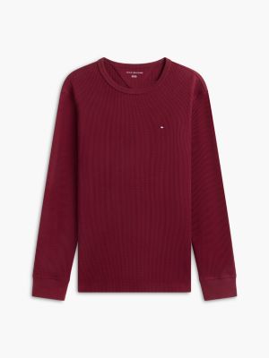 Мужская футболка Tommy Hilfiger Long-Sleeve Waffle-Knit, цвет: Бордовый — фото 5