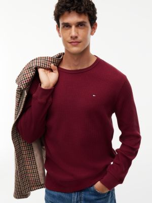 Мужская футболка Tommy Hilfiger Long-Sleeve Waffle-Knit, цвет: Бордовый — фото 3