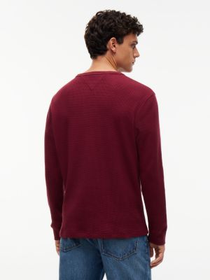 Мужская футболка Tommy Hilfiger Long-Sleeve Waffle-Knit, цвет: Бордовый — фото 4