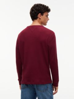 Long-Sleeve Waffle-Knit T-Shirt — Burgundy 4