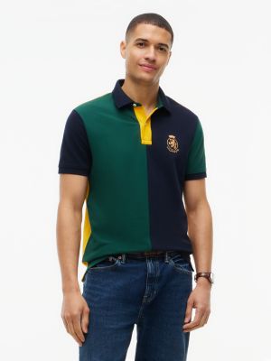 Regular Fit Split Colorblock Polo, Navy/Green