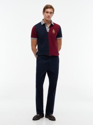 Мужское поло Tommy Hilfiger Regular Fit Split Colorblock Polo, цвет: Бордовый — фото 2
