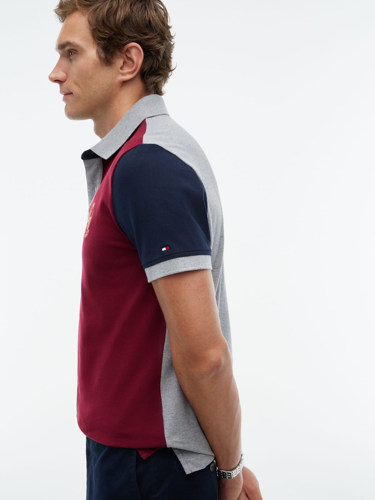 Regular Fit Split Colorblock Polo — Burgundy