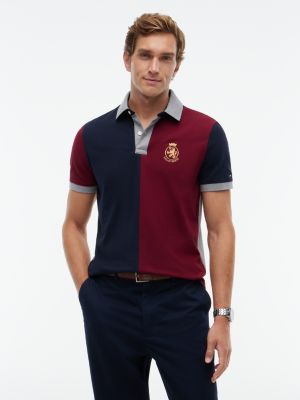 Мужское поло Tommy Hilfiger Regular Fit Split Colorblock Polo, цвет: Бордовый