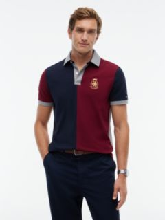 Regular Fit Split Colorblock Polo — Burgundy 1