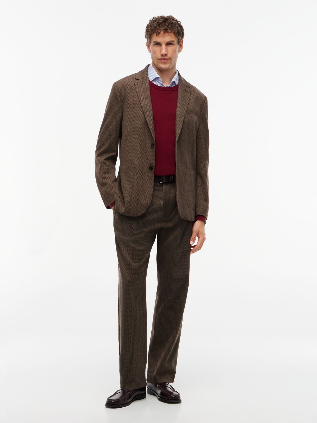 Houndstooth Stretch Twill Blazer — Hunter Brown