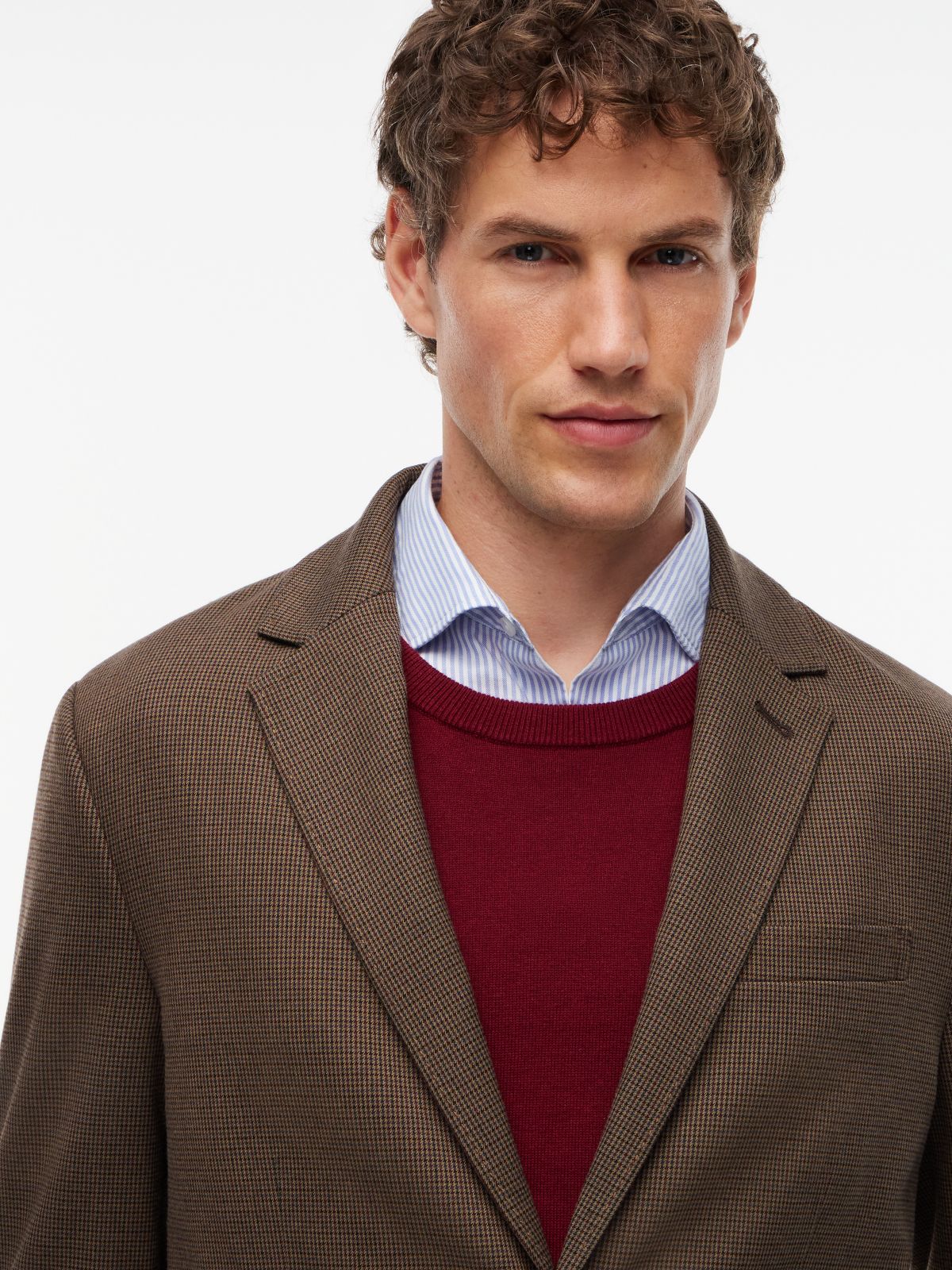 Houndstooth Stretch Twill Blazer — Hunter Brown