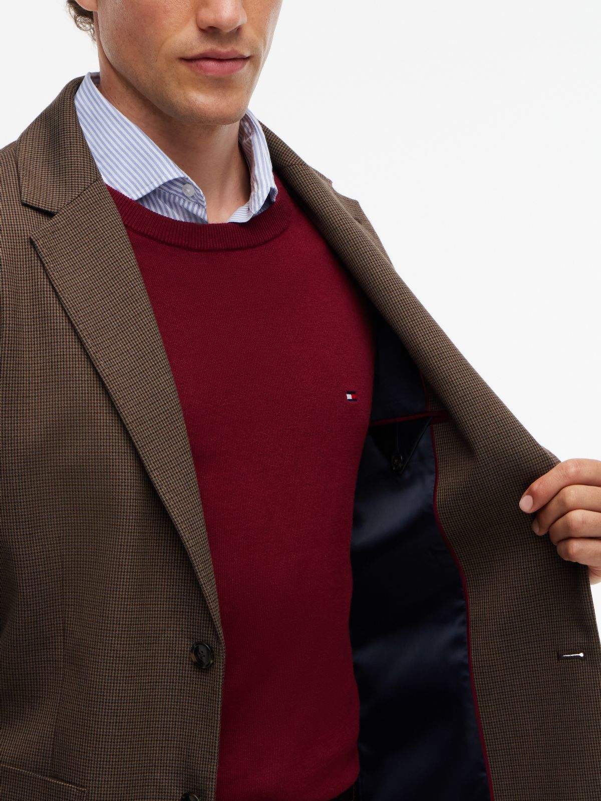 Houndstooth Stretch Twill Blazer — Hunter Brown