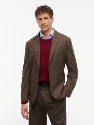 Houndstooth Stretch Twill Blazer, Hunter Brown