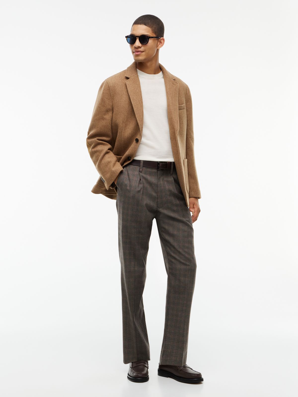 Wool-Blend Herringbone Blazer — Highland Khaki