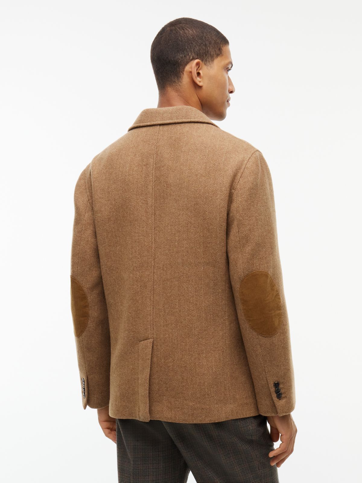 Wool-Blend Herringbone Blazer — Highland Khaki