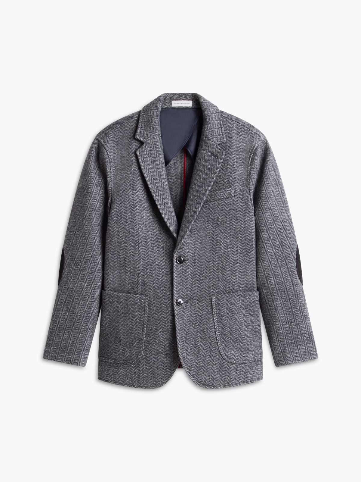 Wool-Blend Herringbone Blazer — Dark Ash