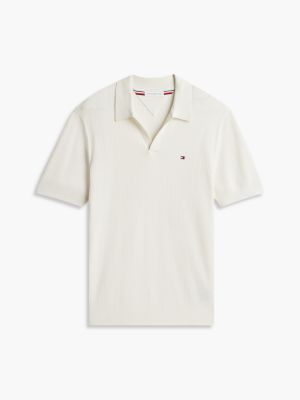 Мужские рубашки Tommy Hilfiger Mini Cable Knit Sweater Polo, цвет: Насыщенный кремовый — фото 5