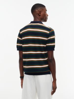 Мужские рубашки Tommy Hilfiger Striped Mini Cable Knit Sweater Polo, цвет: Тёмно-синий — фото 4