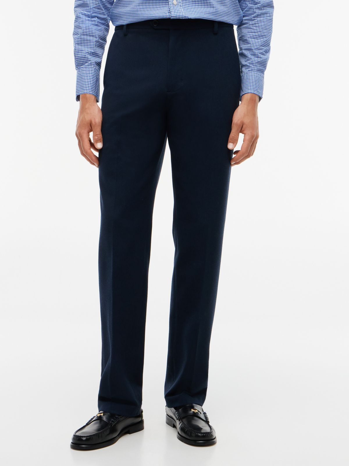 Regular Fit Brushed Dress Pant — Navy Blue