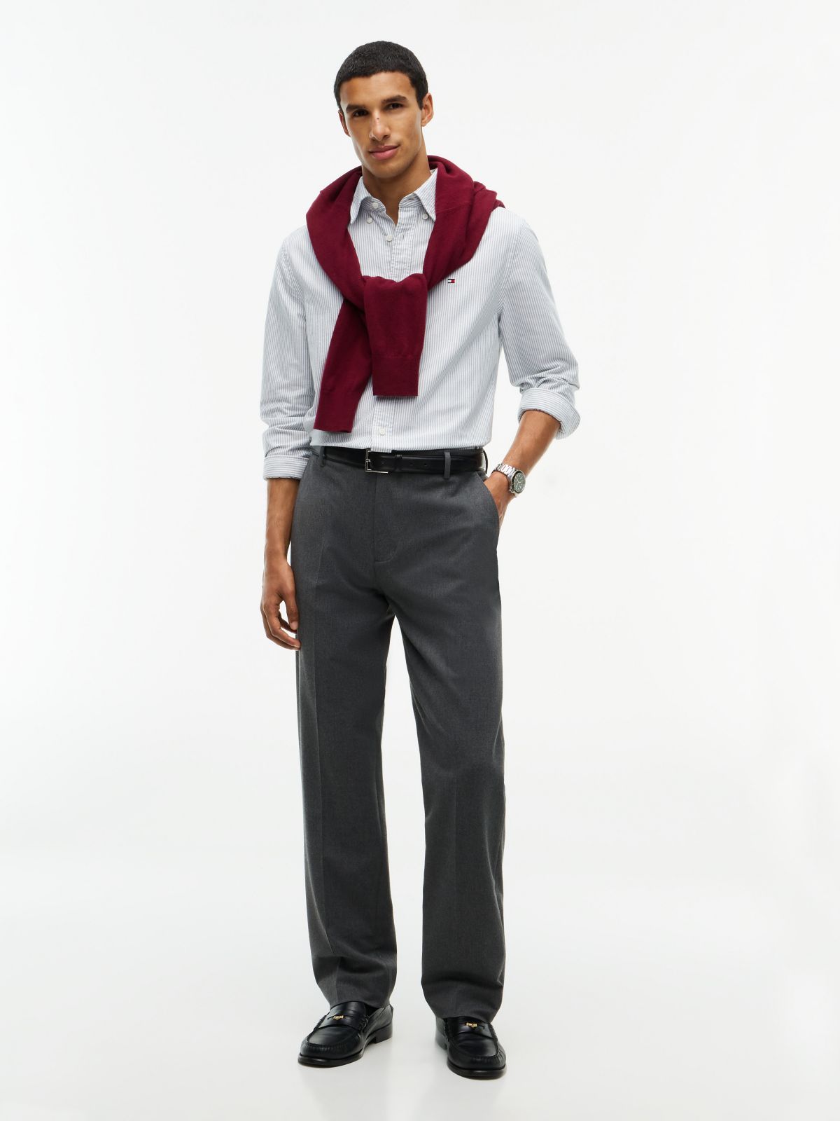 Regular Fit Brushed Dress Pant — Charcoal Grey