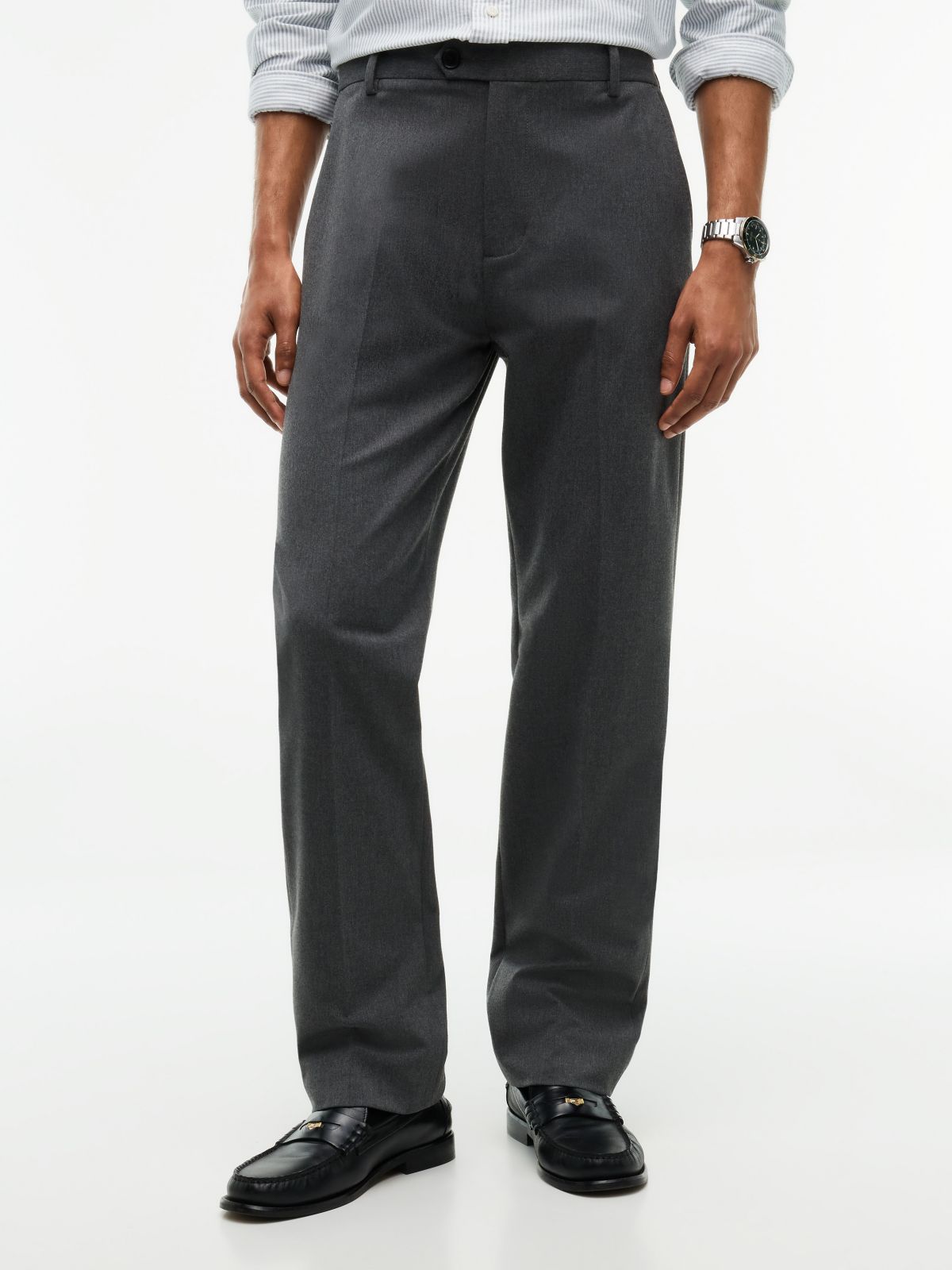 Regular Fit Brushed Dress Pant — Charcoal Grey