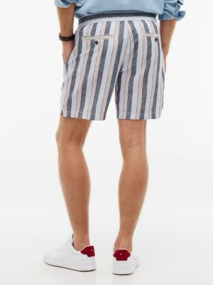 Мужские шорты Tommy Hilfiger Striped Linen-Blend 7" Pull-On, цвет: Оптический белый — фото 4