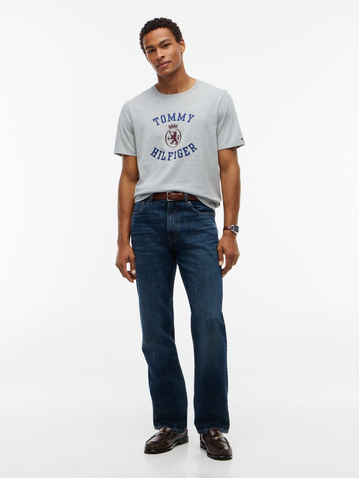 Tommy Crest Logo T-Shirt — Grey Heather