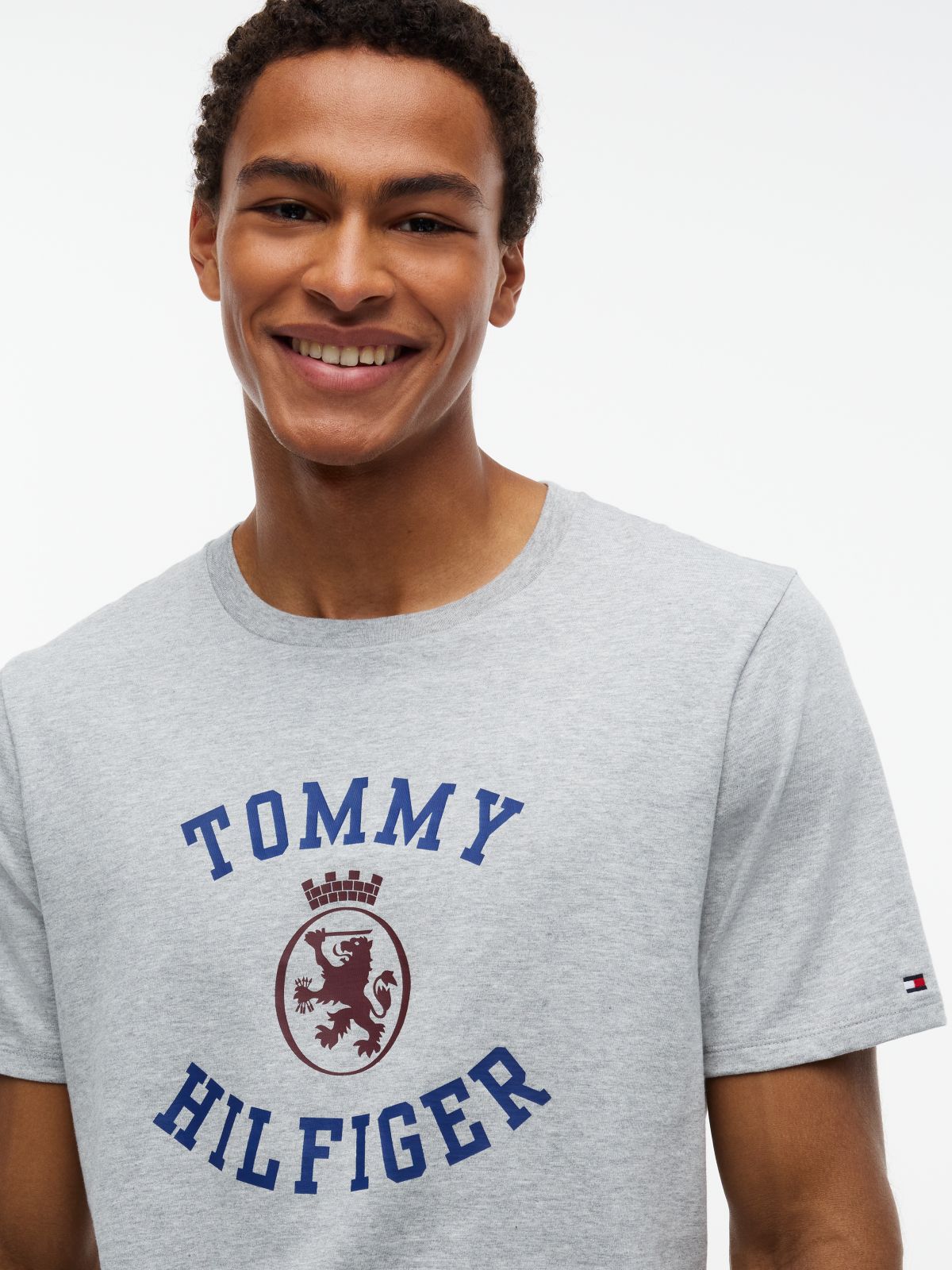 Tommy Crest Logo T-Shirt — Grey Heather