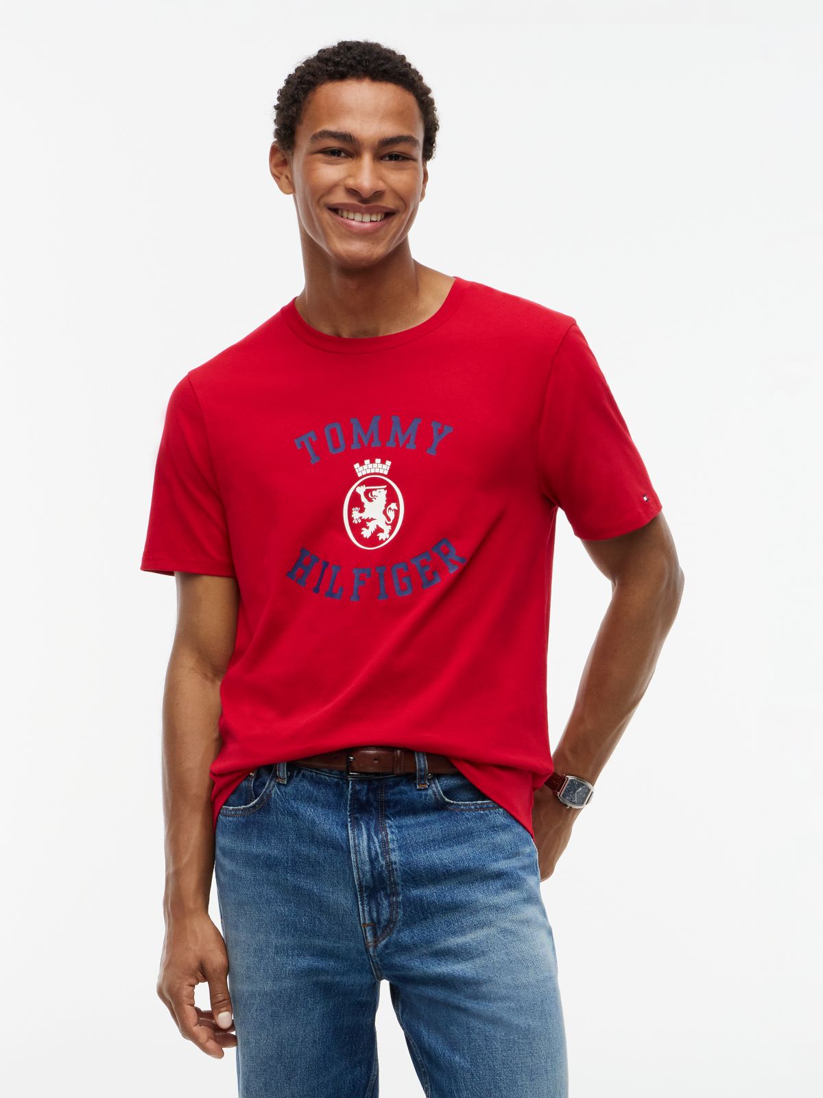 Tommy Crest Logo T-Shirt — Red