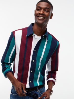 Мужская рубашка Tommy Hilfiger Regular Fit Mixed-Stripe Oxford, цвет: Разноцветный — фото 3