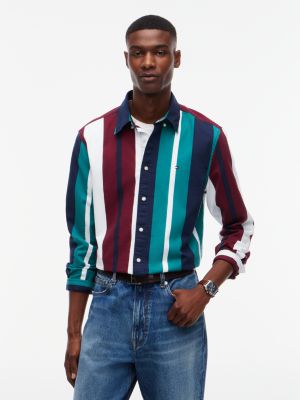 Мужская рубашка Tommy Hilfiger Regular Fit Mixed-Stripe Oxford, цвет: Разноцветный — фото 1