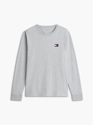 Мужская футболка Tommy Hilfiger Long-Sleeve Back Flag Logo, цвет: Серый меланжевый — фото 5