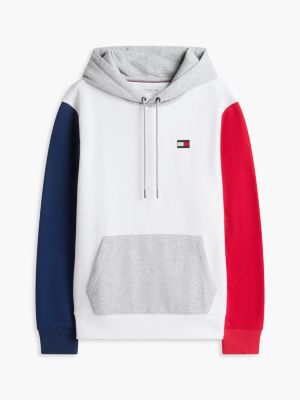 Мужское худи Tommy Hilfiger Colorblock Brushed-Back, цвет: Оптический белый — фото 5