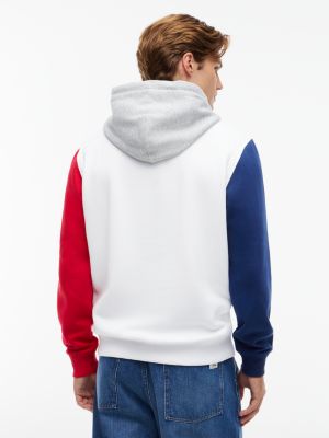 Мужское худи Tommy Hilfiger Colorblock Brushed-Back, цвет: Оптический белый — фото 4