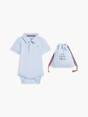 Babies' Polo Onesie and Gift Bag, Breezy Blue