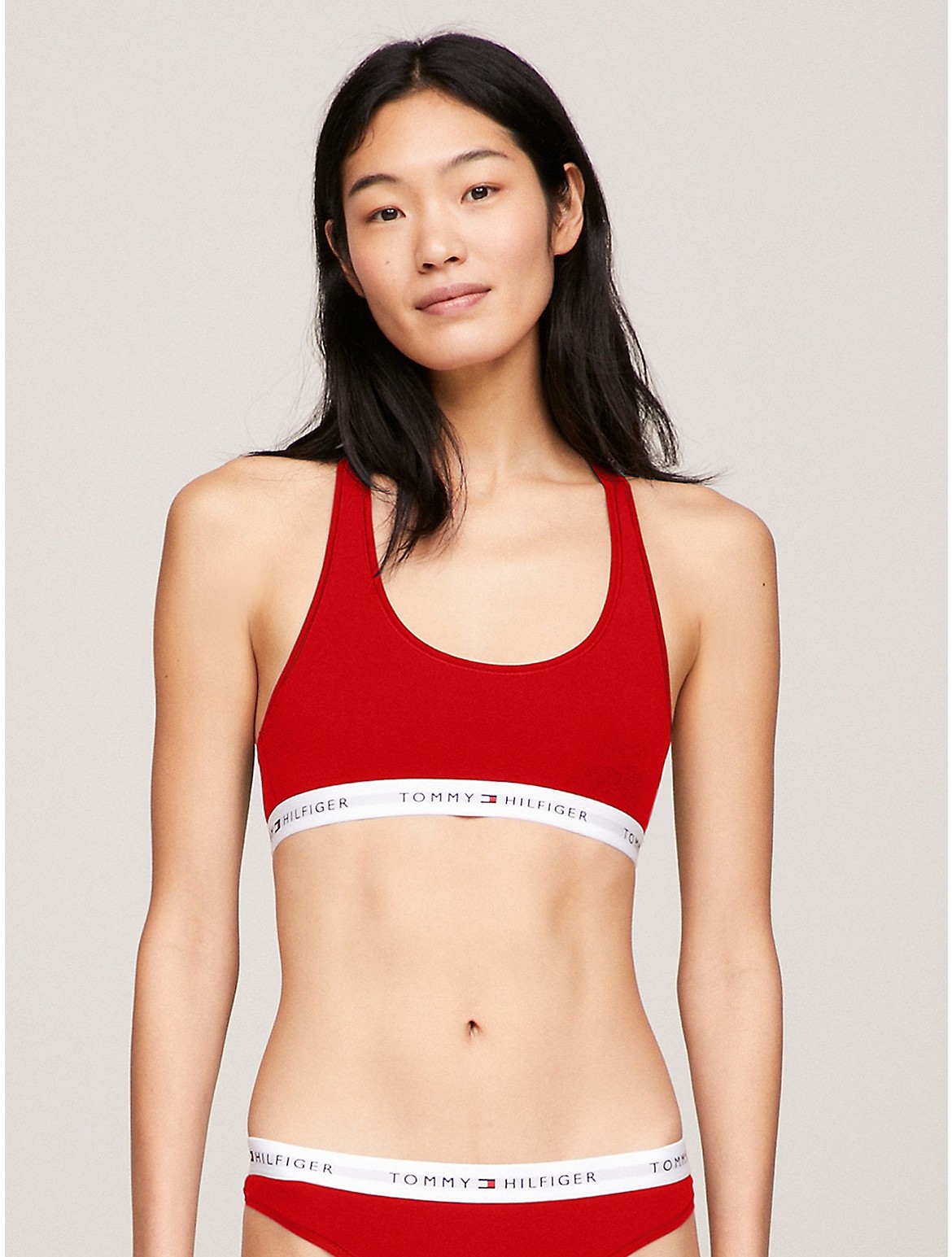 Tommy Hilfiger Tommy Logo Unlined Bralette In Primary Red