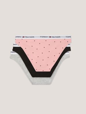 Logo Bikini Panty 3-Pack, Light Pink Mini Flag/Light Grey Heather/Black