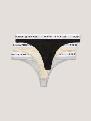 Logo Thong 3-Pack, Light Grey Heather / Black / Heathered Oat