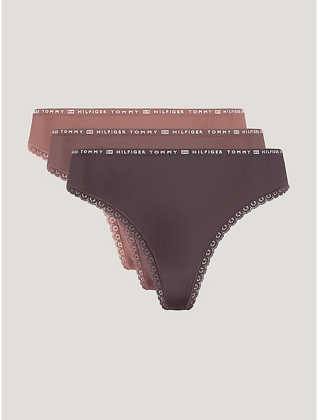 3X Pack Tommy Hilfiger Women's Cotton Thong Underwear Panties Multi