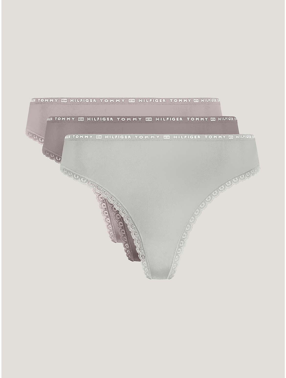 Tommy Hilfiger Women's Logo Lace Thong 3-Pack