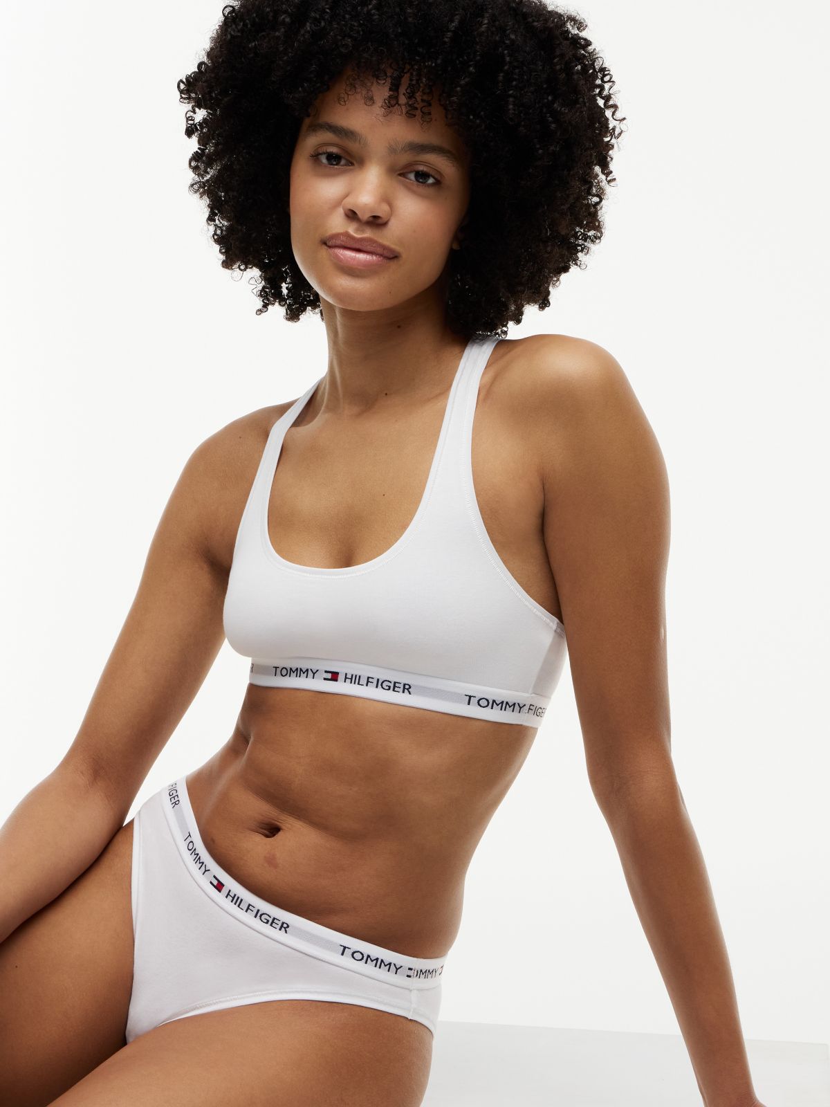 Tommy Logo Unlined Bralette — White