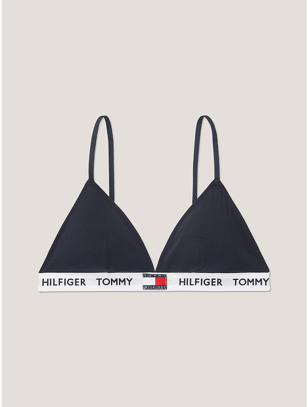 Tommy Hilfiger Tommy Logo Padded Triangle Bra In Navy