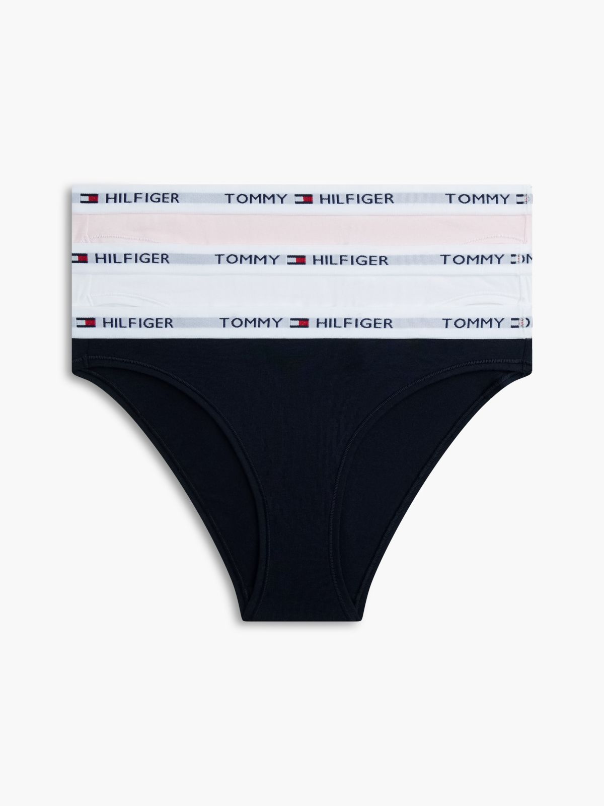 Tommy Logo Bikini Brief 3-Pack — White / Navy / Light Pink