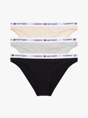 Tommy Logo Bikini Panty 3-Pack, Grey / Black / Heathered Oat