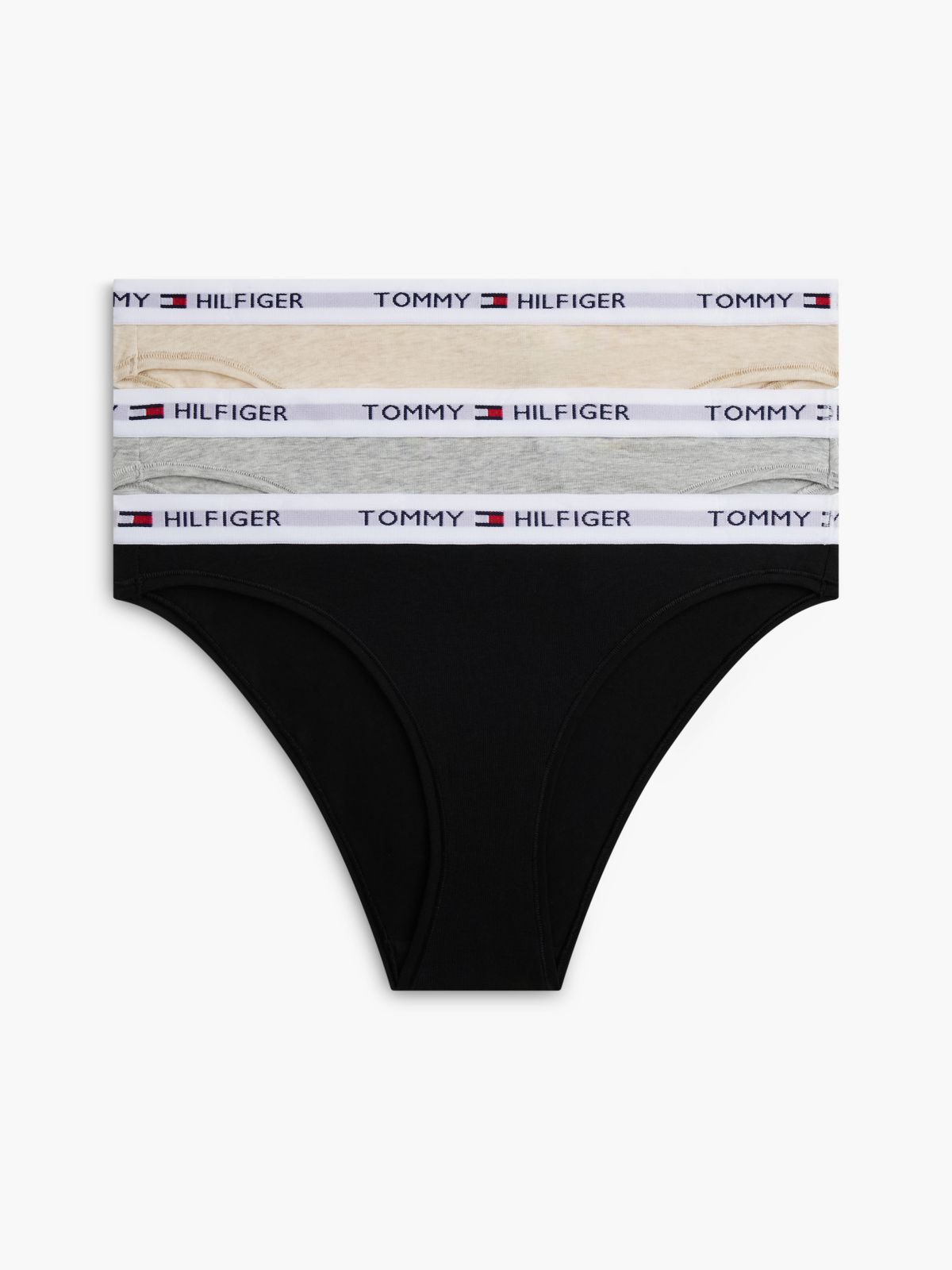 Tommy Logo Bikini Brief 3-Pack — Grey / Black / Heathered Oat