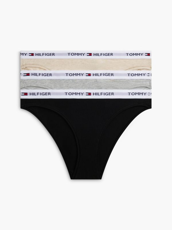 Tommy Logo Bikini Brief 3-Pack — Grey / Black / Heathered Oat