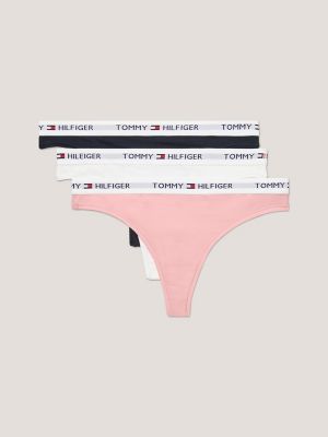 Tommy Hilfiger League cotton blend contrast binding logo thong in