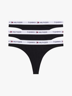 Tommy Logo Thong 3-Pack, Black