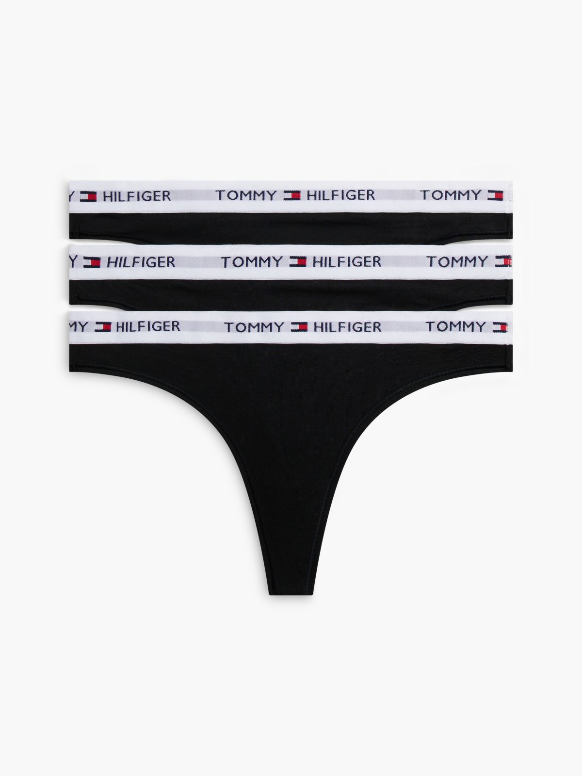 Tommy Logo Thong 3-Pack — Black