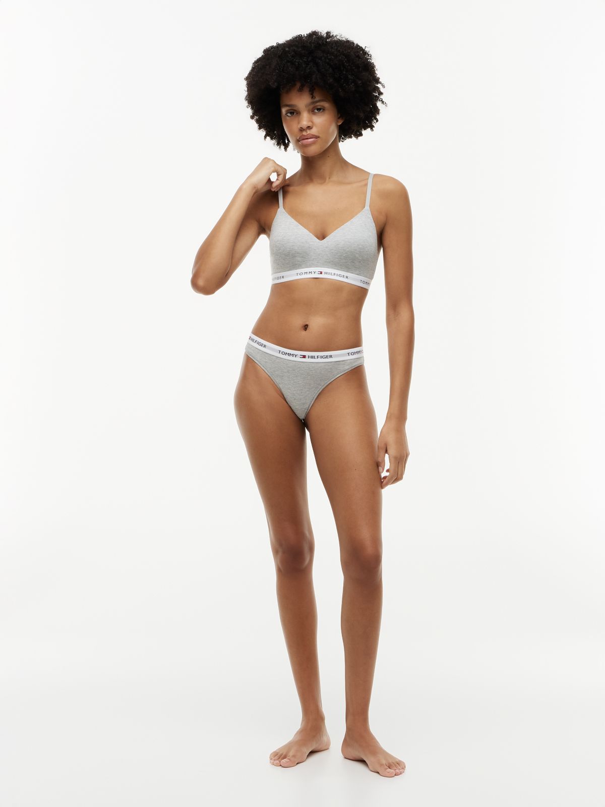 Tommy Logo Thong 3-Pack — Grey / Black / Heathered Oat