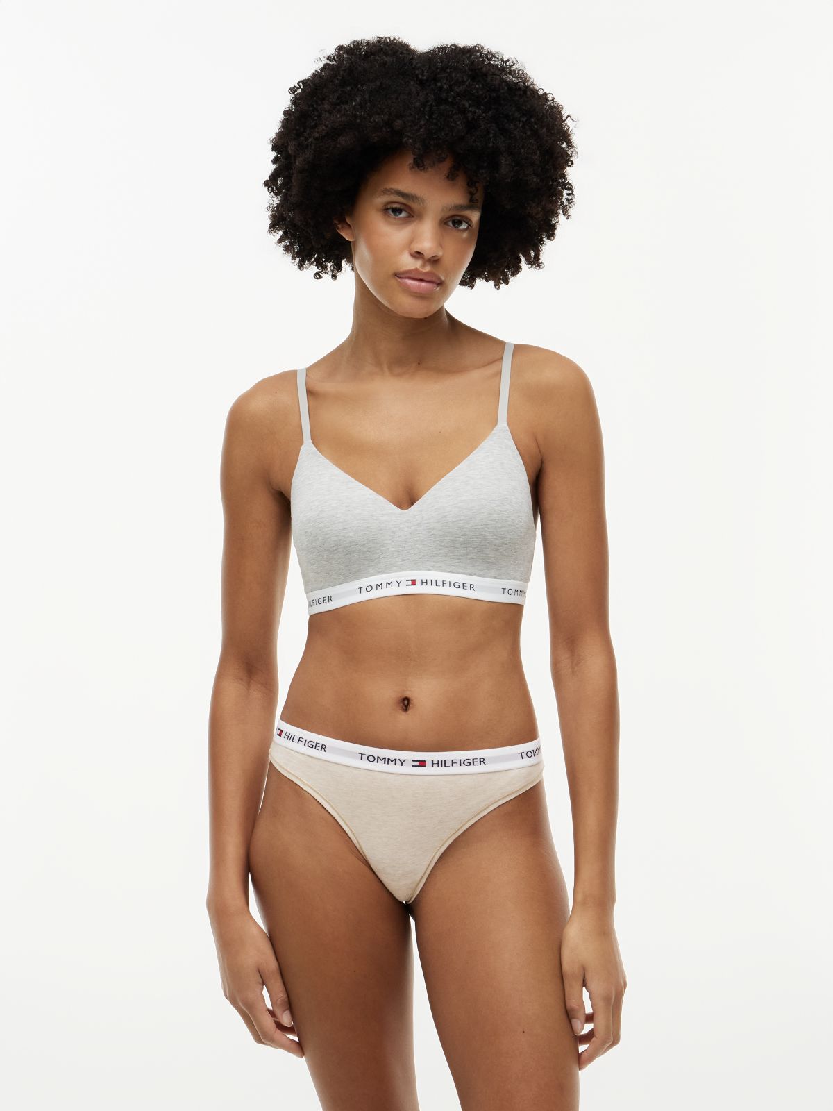 Tommy Logo Thong 3-Pack — Grey / Black / Heathered Oat