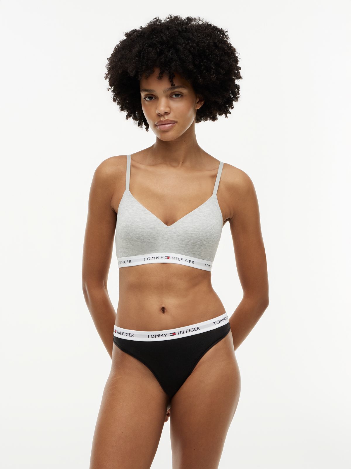 Tommy Logo Thong 3-Pack — Grey / Black / Heathered Oat